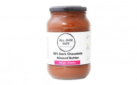 All Over Nuts 55% Dark Chocolate Almond Butter Crunchy  Glass Jar  500 grams